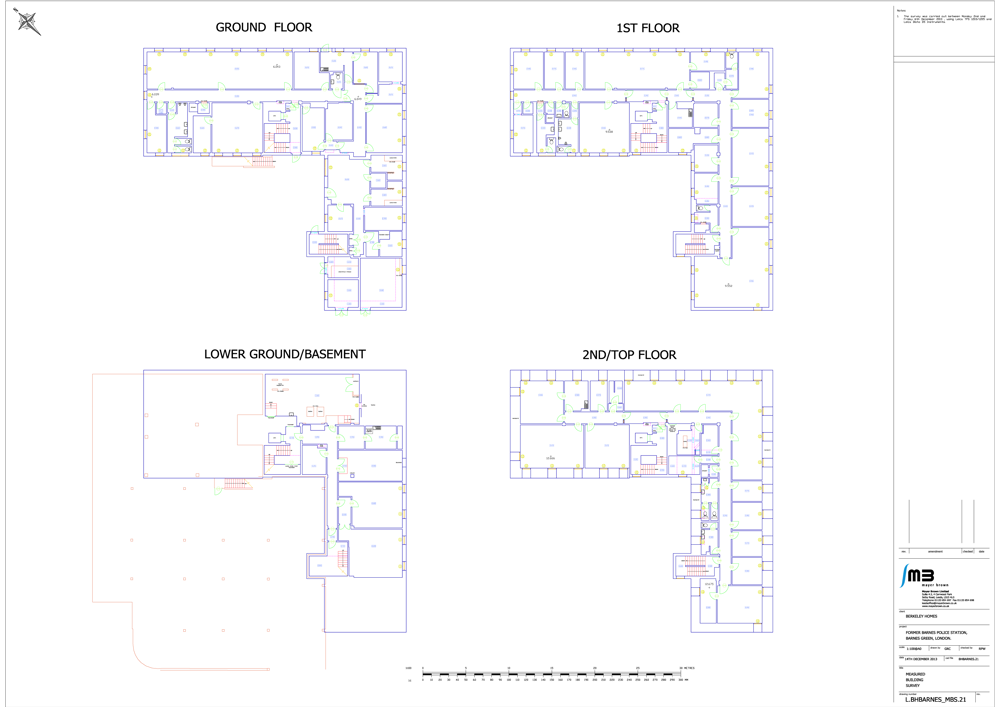Former-Barnes-Police-Station blueprint showing all floors