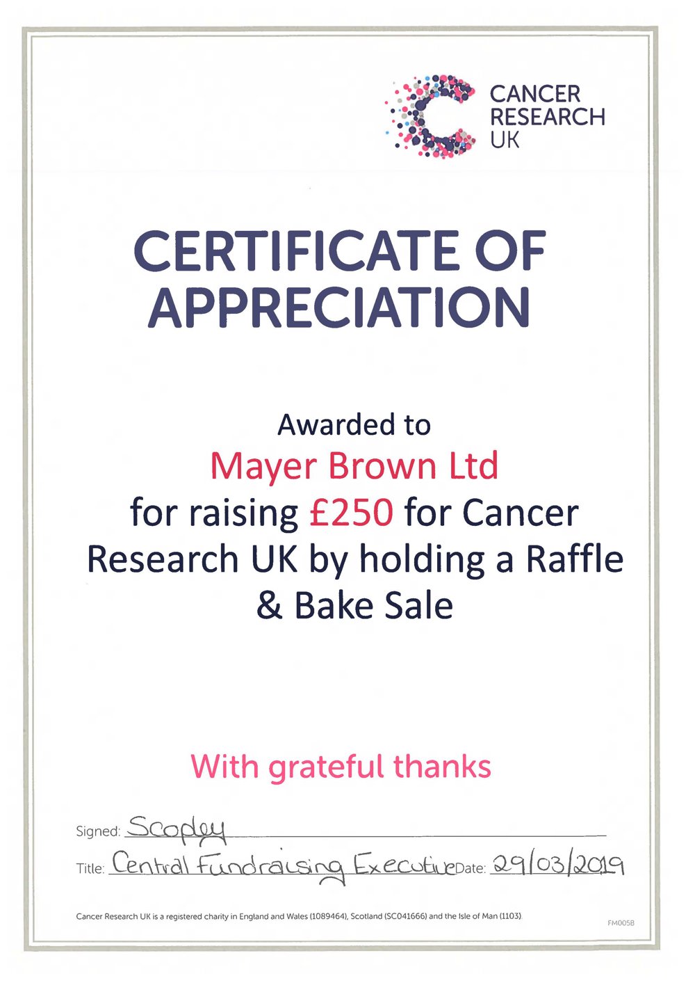 Cancer Research Certificate
