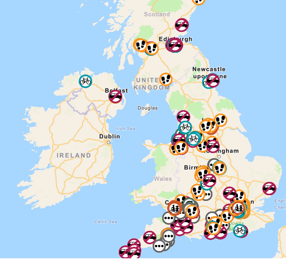 Transport preference map of the UK.