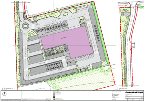 Aerial view blueprint of ambulance hub